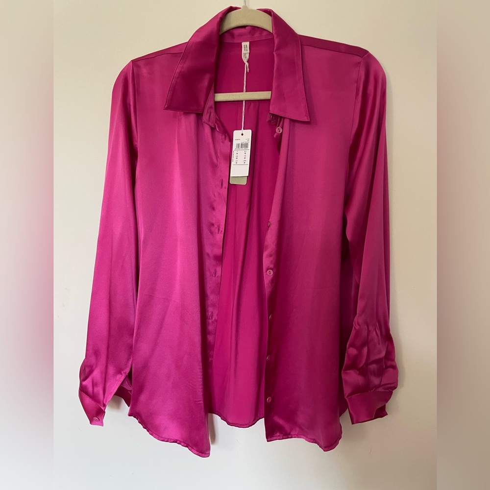 Intimissimi Vibrant Pink 100% Silk Blouse